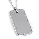 Stainless Steel & Diamond Men's Dog Tag Necklace