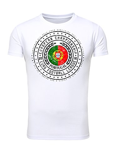 Legendary Items Herren T-Shirt EM 2016 Wappen Portugal Fußball Europameisterschaft Vintage European Championship weiß XXL