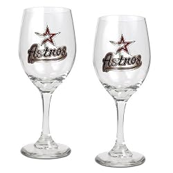 Houston Astros MLB 2pc Wine Glass Set - Primary Logo by Great American Products