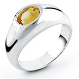 Sterling Silver Ring w/ Oval 8x6mm Citrine Center Stone