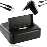 Wicked Chili Dockingstation mit AUDIO OUT / Tischladestation (schwarz) für Apple iPhone 3GS / 3 GS Cradle Dock mit Netzteil und Datenkabel + 1,5 Meter 3,5mm Klinke Audio Verbindungskabel