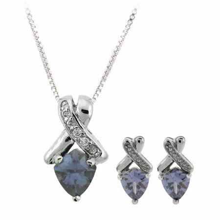 How to get Sterling Silver Tanzanite & White CZ Twist Pendant and Earrings Set Guides