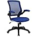 Modway Veer Office Chair with Mesh Back and Vinyl Seat With Flip-Up Arms in Blue