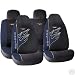 Matrix Blue Black Flames Front Rear Seat Covers Set