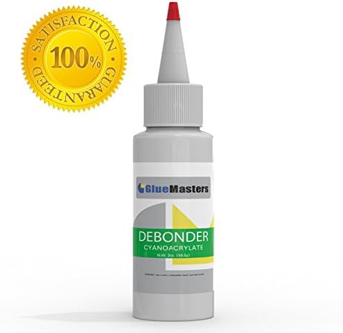 Premium Super Glue Remover by Glue Masters ✮ 2 OZ Bottle with Detachable Top ✮ 100% Money Back Guarantee with Hassle Free Full Refund ✮ Best Super Glue Remover on The Cyanoacrylate Market