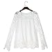 Chen Women White Sheer Sleeve Embroidery Top Blouse Lace Crochet Chiffon Shirt (14)