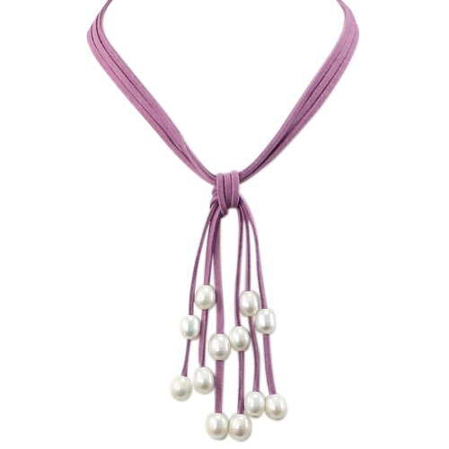 Purple Triple Strand Cascading Suede Necklace