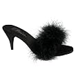 3 Inch Classic Marabou Slipper Faux Fur Sexy Shoes Black Satin