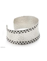 Silver cuff bracelet, Tribal Moon - Fine Silver Cuff Bracelet