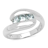 0.60 Carat Genuine Blue Topaz Rounds Silver Ring