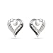 Platinum Plated Sterling Silver Black and White Round Diamond Heart Earrings (1/10 CTTW)