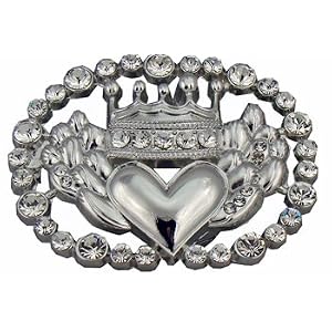Gorgeous Western Bling Belt Buckle for Women with Crown and Heart Design