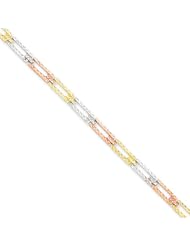 14k Tri-color D/C Fancy Link Bracelet
