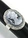 Brand New Small Oval White Grey Gray Vintage Antique Style Cameo Ring Size Free