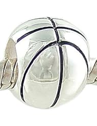 Petite Basketball Bead Sterling Silver fits European Charm Bracelet