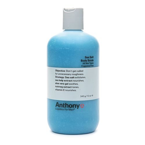 Anthony Logistics for Men Sea Salt Body Scrub, All Skin Types, Fragrance Free 12 oz (340 g)