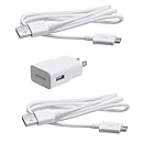 Samsung OEM 2 Amp Adapter 5-Feet Micro USB Data Sync Charging Cables for Galaxy S2/S3/S4/Active Note 1/2 - Non-Retail Packaging - White