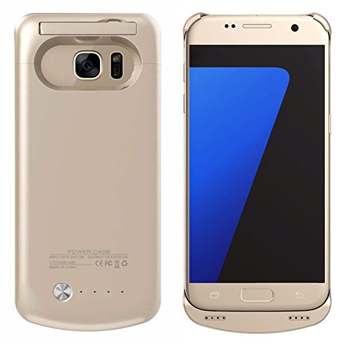 Galaxy S7 Charger Case, Maxdara 4500 mAh Portable External Backup Battery Charger Cover Case Pack for Samsung Galaxy S7 Rechargeable Power Bank Case (Golden)