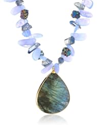 Devon Leigh Purple Chalcedony with Labradorite in 24k Gold Necklace, 18"