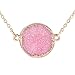 MJartoria Gold Color Grey Bezel Oval Shape Natural Stone Pendant Healing Druzy Necklace (pink)
