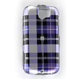 Premium Design Hard Snap-on Case Cover for HTC MyTouch Slide - Purple Checkers Plaid Print