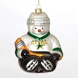 Pack of 2 NHL Dallas Stars Hockey Snowman Glass Christmas Ornaments 5.5"