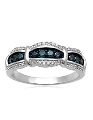 10k White Gold Blue and White Diamond Ring (1/2 cttw, I-J Color, I3 Clarity)