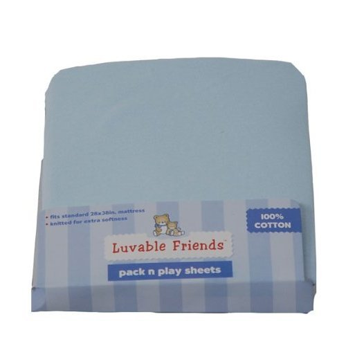 Buy Low Price Baby Vision Pack N Play Fitted Sheet – 2 Pack – White & Blue B003D00BGC