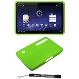 Зеленый - Мягкий резиновый гель силиконовая кожа Обложка чехол для Motorola Xoom Android Tablet (Verizon Wireless)