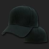2pk BLACK SIZE 7 1/4 FITTED BASEBALL CAPS HATS CAP HAT