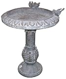Fiberglass Antique StoneThree Birds Birdbath