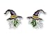 Green Witch Halloween Enamel & Stering Post Earrings