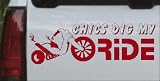 Chics Dig My Ride Funny Car Window Wall Laptop Decal Sticker -- Red 8.8in X 3in