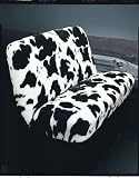 Cow Print Front / Rear Standard Size Car Bench - Black