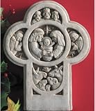 Cast Stone NATIVITY CROSS Wall Plaque BABY JESUS Angel GARDEN SCULPTURE