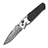 SOG Specialty Knives & Tools A03-P Architech Damascus Knife with Straight Edge Folding 3.5-Inch San Mai VG10 Blade and Carbon Fiber Handle, Polished