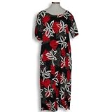 Plus Size Round Neck Long Dress - Monstera Quilt Hawaiian Aloha Caftan/Kaftan Style Evening Dress