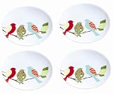 Tag Song Bird Appetizer Plate, Porcelain with Glazed Finish, Set of 4