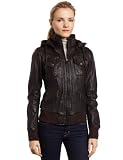 MICHAEL Michael Kors Women's Hooded Leather Bomber,Chocolate,Medium