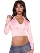 SeXy Long Sleeve PINK Top Deep V neck Lace up Sleeves