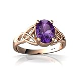 14k Rose Gold Oval Genuine Amethyst Celtic Trinity Ring