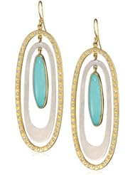 Lauren Harper Collection Archipeligo Blue 18k Gold, Silver, Turquoise and Diamond Oval Drop Earrings