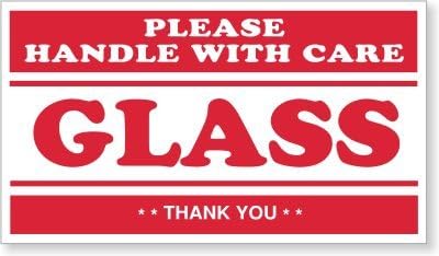Glass Please Handle with Care, Paper Labels, 500 Labels / Roll, 5" x 3"