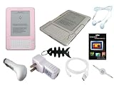 Amazon Kindle 2 (2ND Generation) Premium Accessories Bundle includes:( pink Silicone Skin case + Snap ON Hard Clear Crystal case + USB Car Charger + USB Travel Charger + White USB Straight Data Cable + white 3.5mm retractable Aux cable + LCD Screen Protector + White Stereo earphone + Fishbone Keychain)