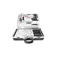 Victorinox 24-Piece Gourmet Knife Set, Black Fibrox Handles with Attache Case