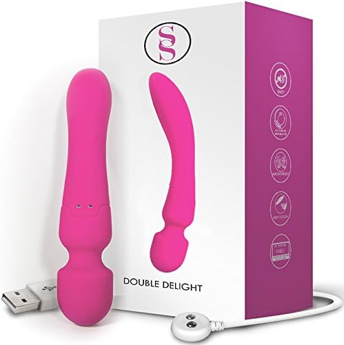 Double Delight Wand Massager - Dual Opposing Tips with 3 Speeds + 7 Powerful Patterns Per Setting, Super Pink