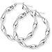 9ct White Gold Twisted Hoop Earrings