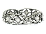 Crystal White Silver Deco Stretch Bracelet Jewelry