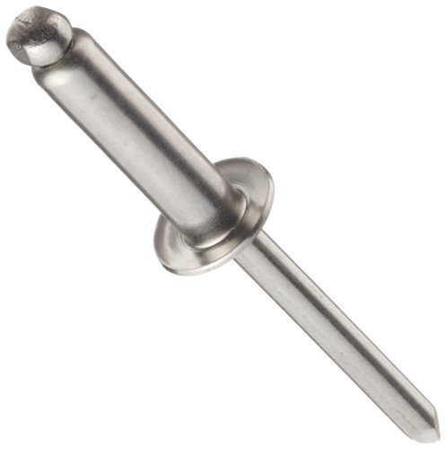 Stainless Steel 18-8 Open End Blind Rivet 1/4 Diameter, 0.500 Length, Drill #F, Grip 0.126-0.187 (Pack of 100)