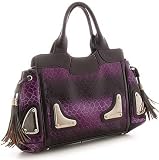 Purple Patent Alligator Print Mirror-Plated Satchel